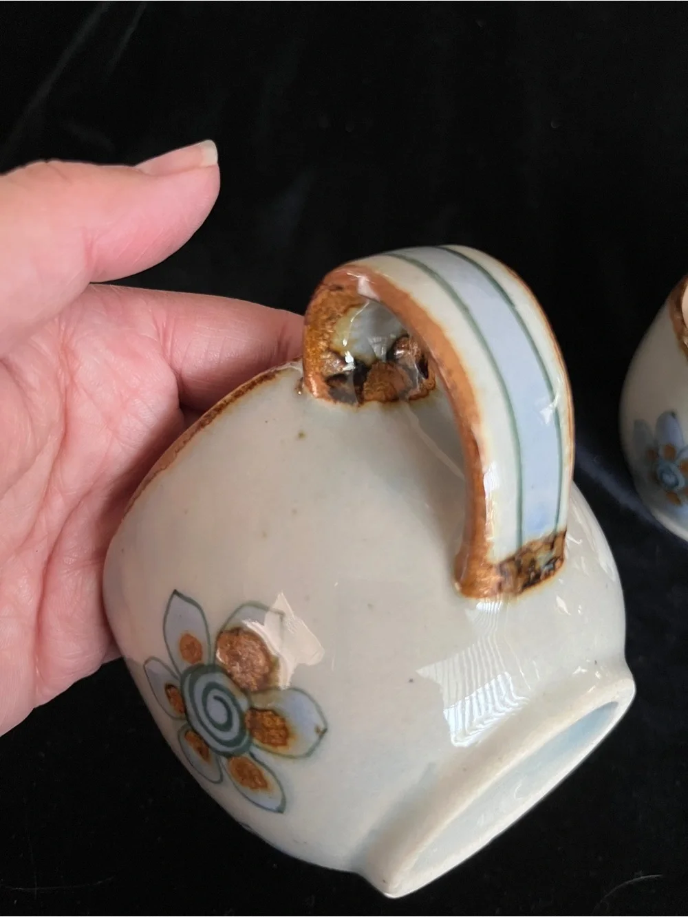 Ken Edward’s El Palomar Tonala Mexico Pottery Bird Flower Creamer & Sugar Set